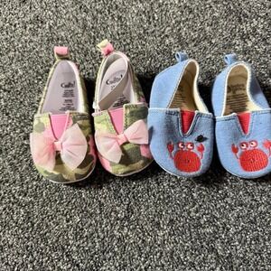Cudlie Baby Gear Shoes Bundle 3-6M 6-9M Camo Pink Bow Blue Crab 2 Pair